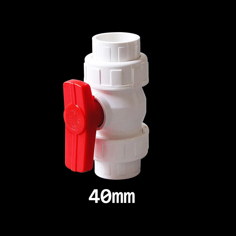 White PVC Ball Valve Double Union Solvent Weld Pipe Fittings Pond Tank 20-110mm