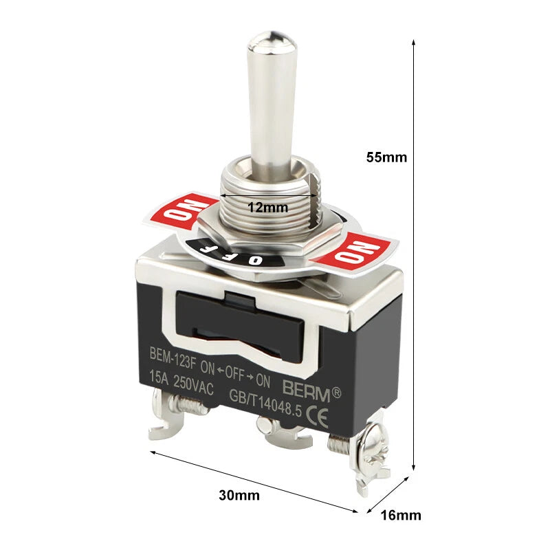 Mini Toggle Switch ON-OFF-ON SPDT — 2/3 Position, 2–6 Pin, Latching & Momentary