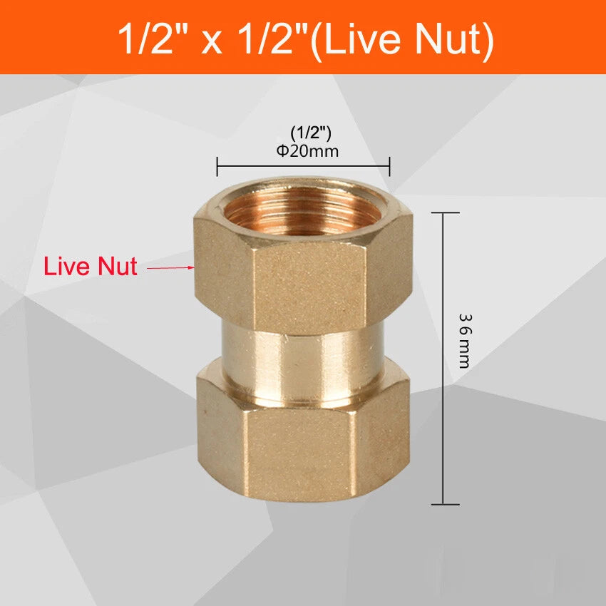 BSP Female Thread Brass Pipe Fitting Adapter | Coupler Connector 1/2" 3/4" 1"
