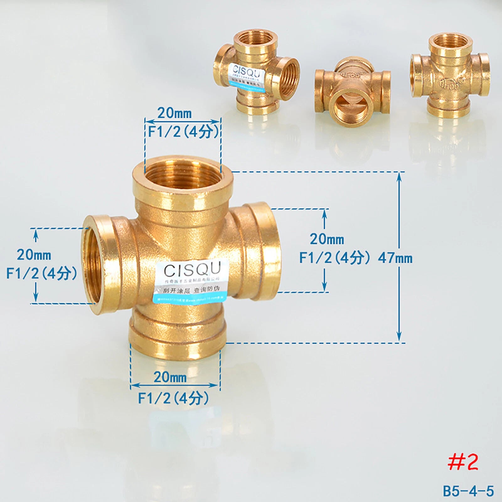 BSP 4-Way Cross Brass Pipe Fitting | 1/2" & 3/4" | Male & Female Thread Configurations
