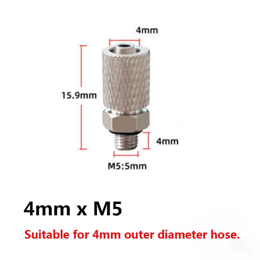 Pneumatic Straight Hose Fitting — Male Thread Push-In Connector (3mm–6mm OD)
