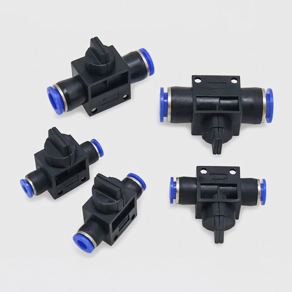 HVFF Pneumatic Hand Valve T-Joint 2-Way Push-In Hose Fitting