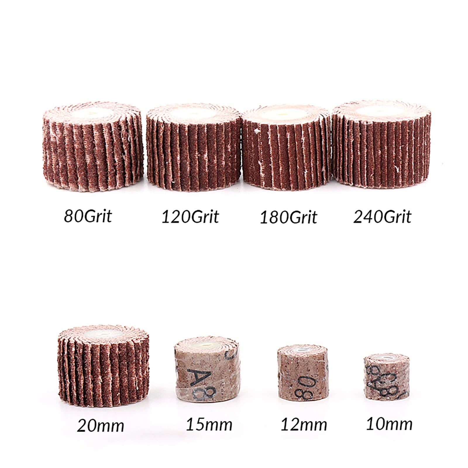 Abrasive Flap Wheel for Rotary Tools | 10–20mm | 80–600 Grit | Dremel Die Grinder Sanding
