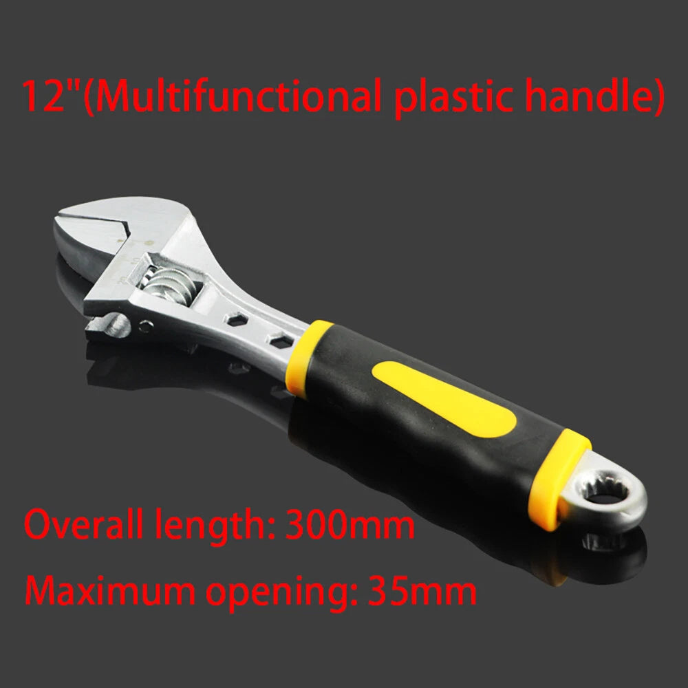 2 In 1 Heavy Duty Wide Jaw Adjustable Pipe Wrench Spanner Electroplating Steel
