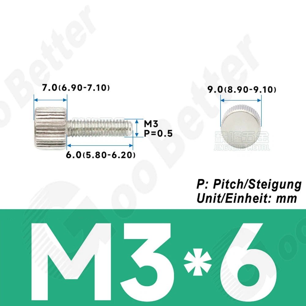 M3 Knurled Thumb Screws A2 Stainless Steel Flat Head Thumbscrew Bolts 6mm to 20mm - HomeDIYer