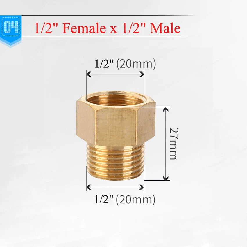 Brass NPT Pipe Fitting Adapter – Male Female Thread Coupler 1/2" 3/4" 1"