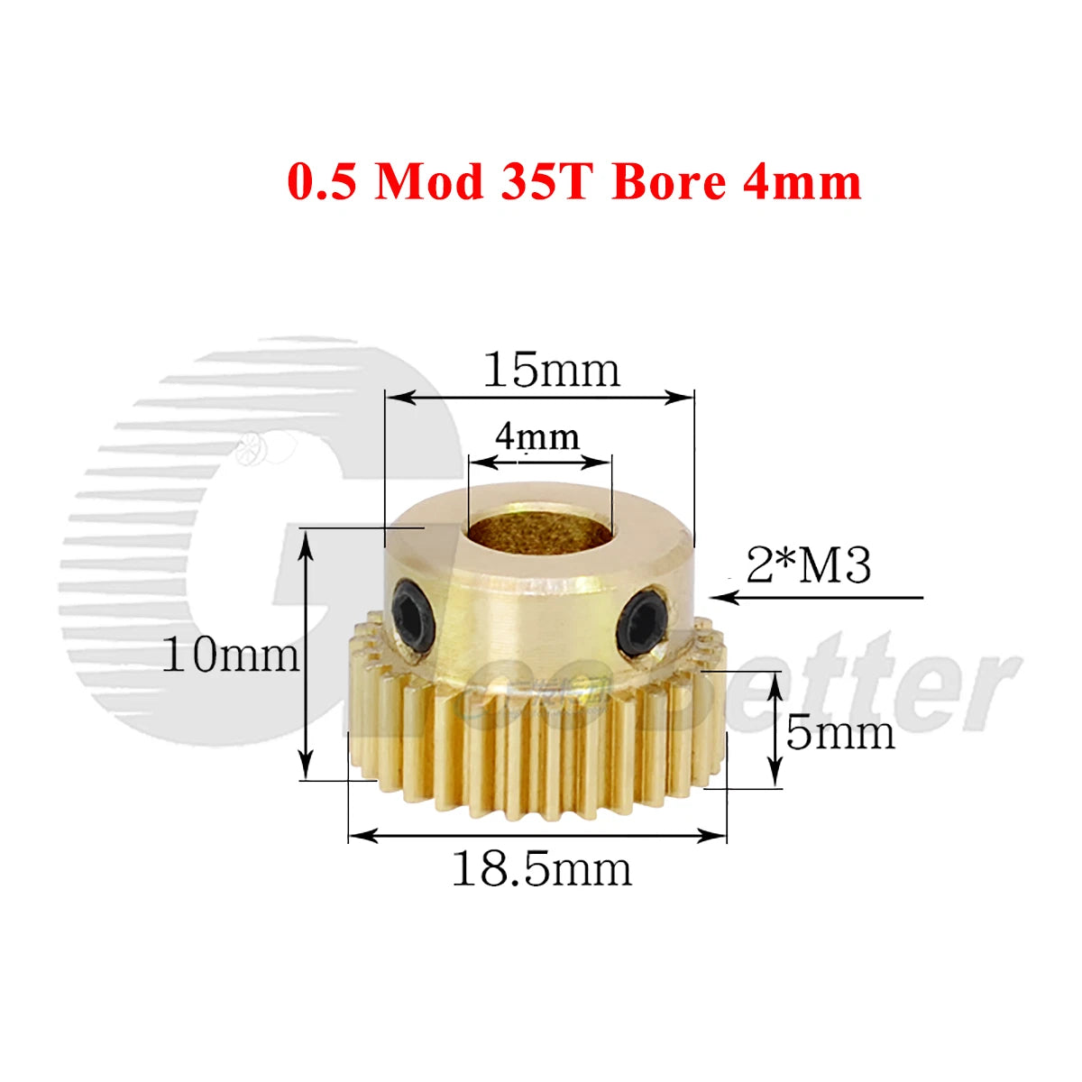 0.5 Mod Brass Spur Gear 35 Teeth Bore 4~12mm Motor Gear Transmission Pinion Gear