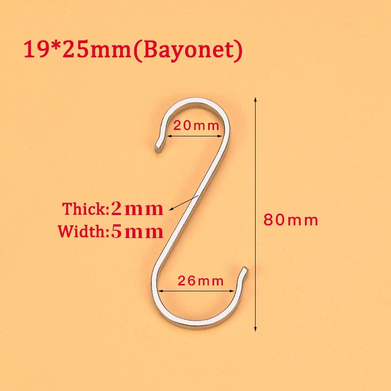 S Flat Hooks 304 Stainless Steel Bedroom/Kitchen/Bathroom/Living Room/Garden