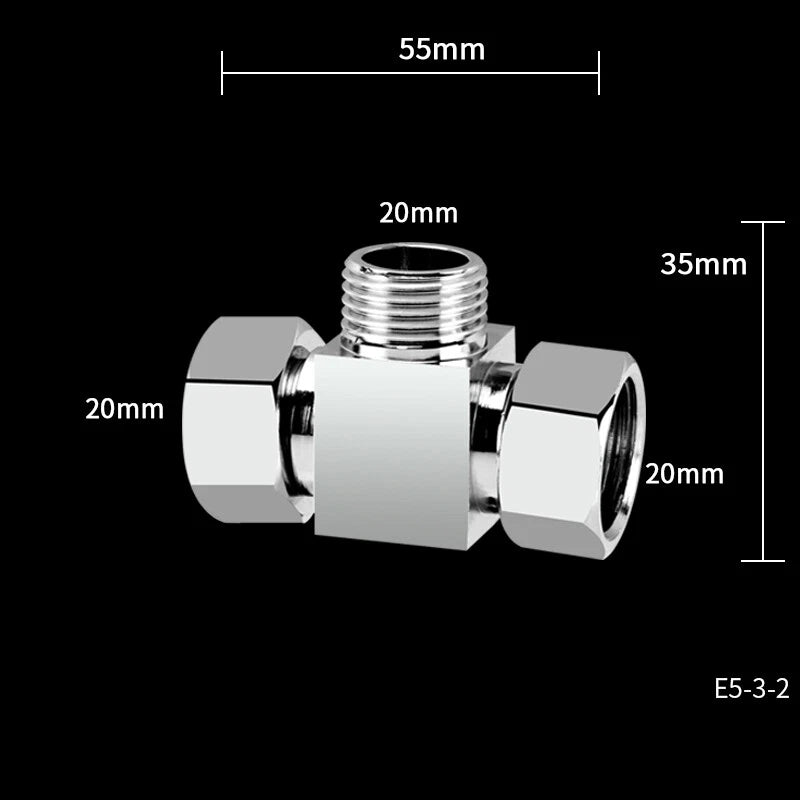 Copper Nickel Plated Diverter Valve Adapter Connector for Hose & Bath Shower