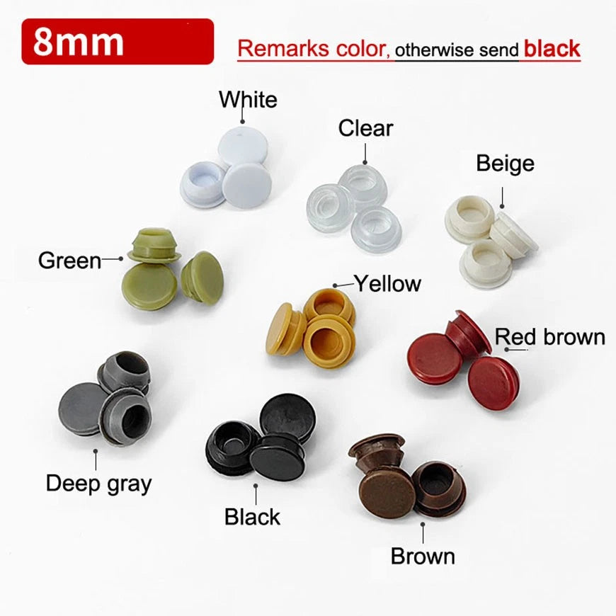 Plastic Screw Hole Cover Caps – Push Fit Furniture Plugs, 8–18mm, Multiple Colors