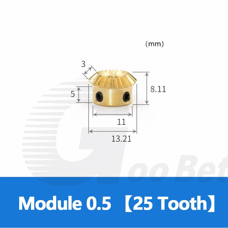 Mod 0.5/0.8/1/1.5 Bevel Gear Set Brass 1:1 Pairing 15/20/25/30 Tooth Miter Gear
