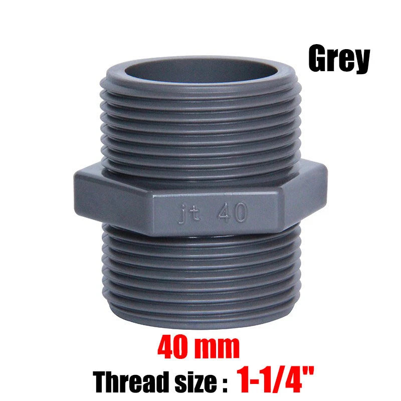 PVC Nipple Bsp Male Threaded Pressure Fittings Pipe Fitting ID 20mm~63mm Grey