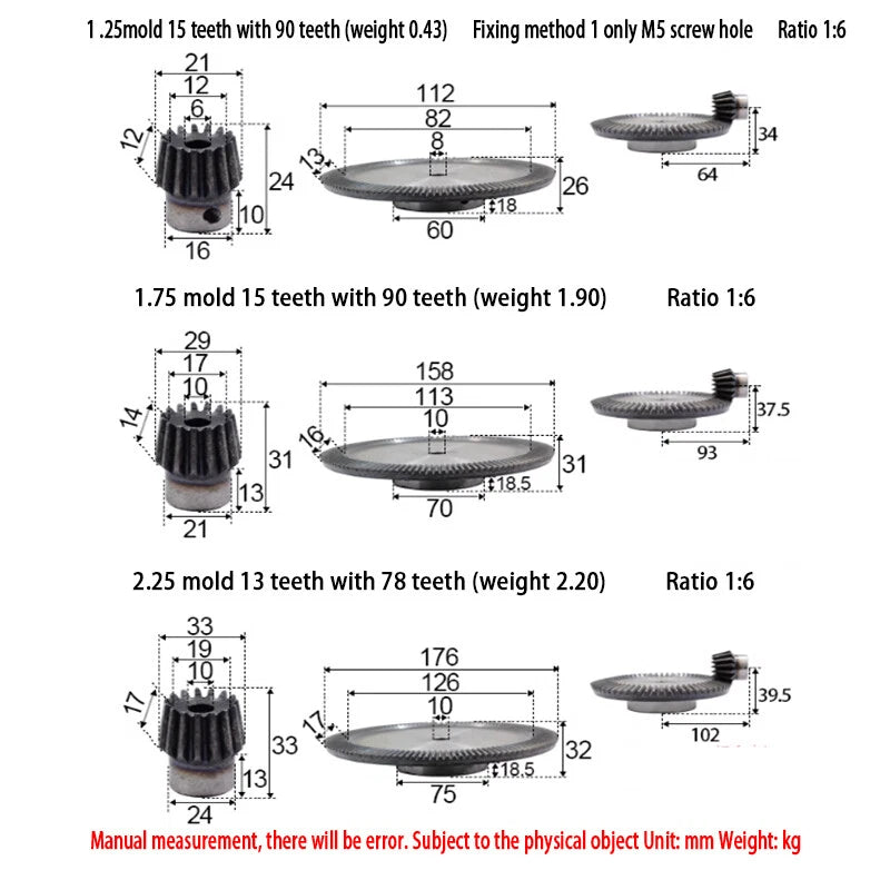 0.8 - 3 Mod Bevel Gear 13-160 Teeth Transmission Gears Bevel Teeth 90° 45# Steel