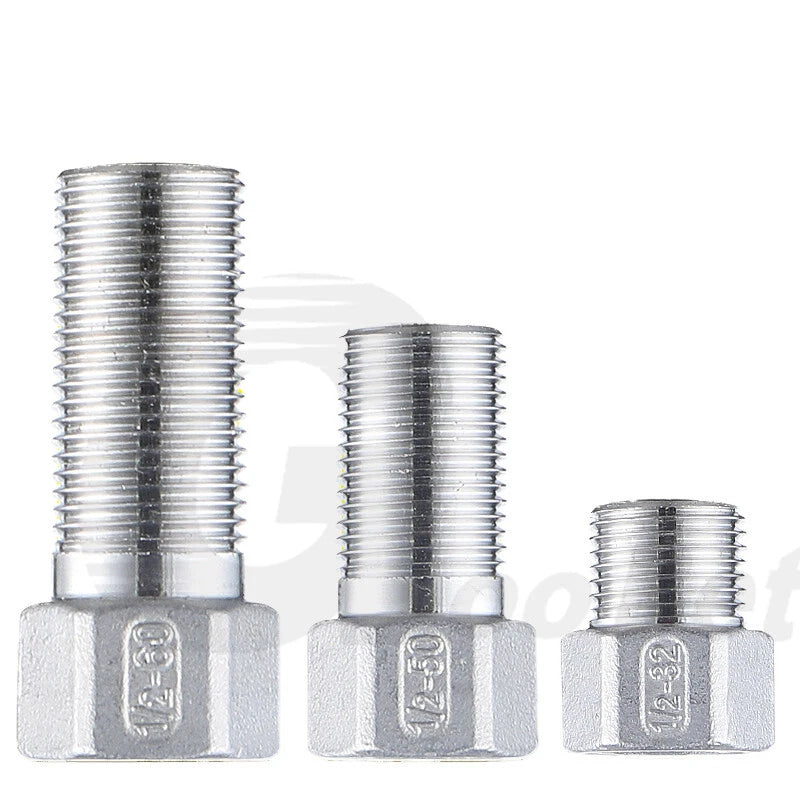 1/2" BSP Male to Female Extension Adapter — 304 Stainless Steel Pipe Fitting