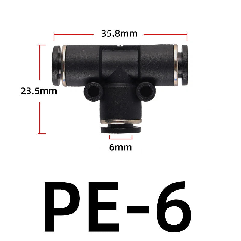 3 4 6mm Pneumatic Push Fit Straight Elbow T-Piece Connector Air Water Lines Hose