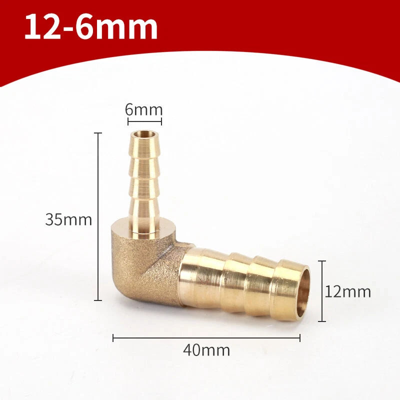 90° Brass Barb Elbow Fittings — Reducing Hose Joiner for Fuel, Air & Fluid Lines