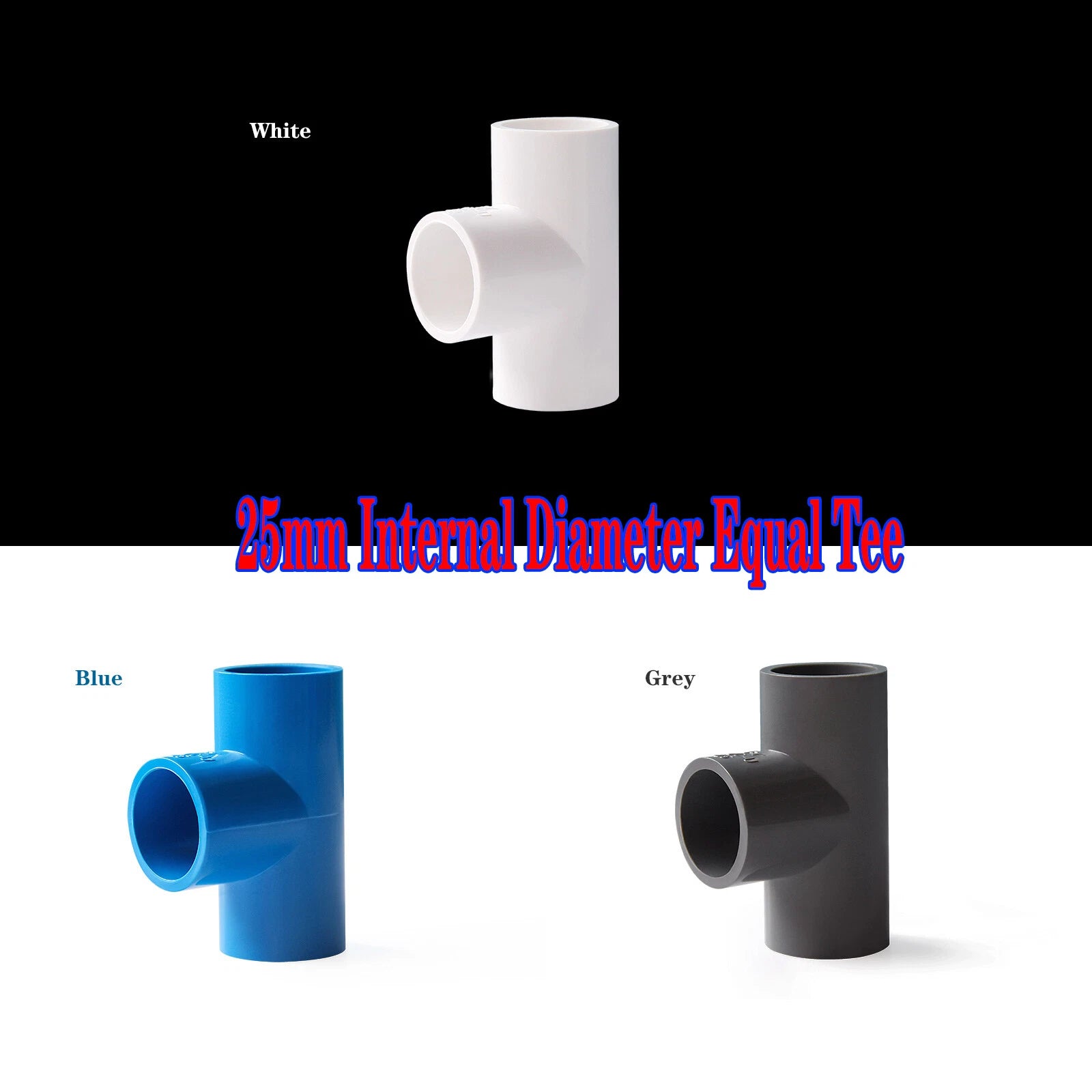 PVC Pipe Fittings Tee Socket ID 16mm - 200mm T Type Solvent Weld 3-Way