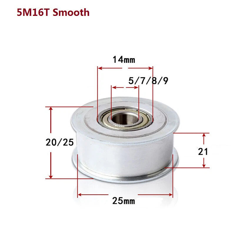 HTD-5M Timing Belt Idler Tensioner Pulley Smooth Tooth/Toothed Width 21/26mm