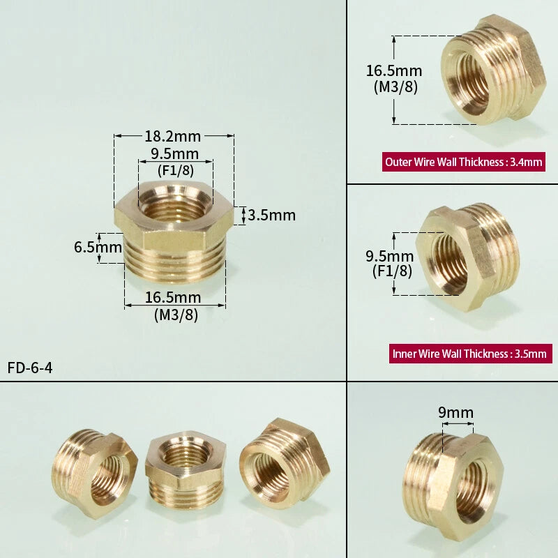 1 8" 1 4" 3 4" 1 2" 1" BSP Brass Reducing Coupler Hex Bush Connector Fittings