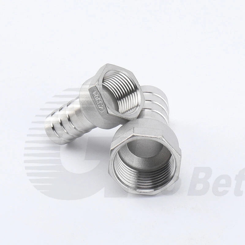 BSP Female Thread Barb Hose Tail Joiner — Stainless Steel Connector, 1/4" to 2"