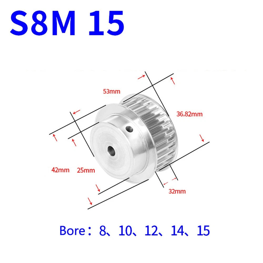 S8M 12-50T Timing Belt Pulley Pitch 8mm With Step/Keyway Drive Pulley Width 32mm