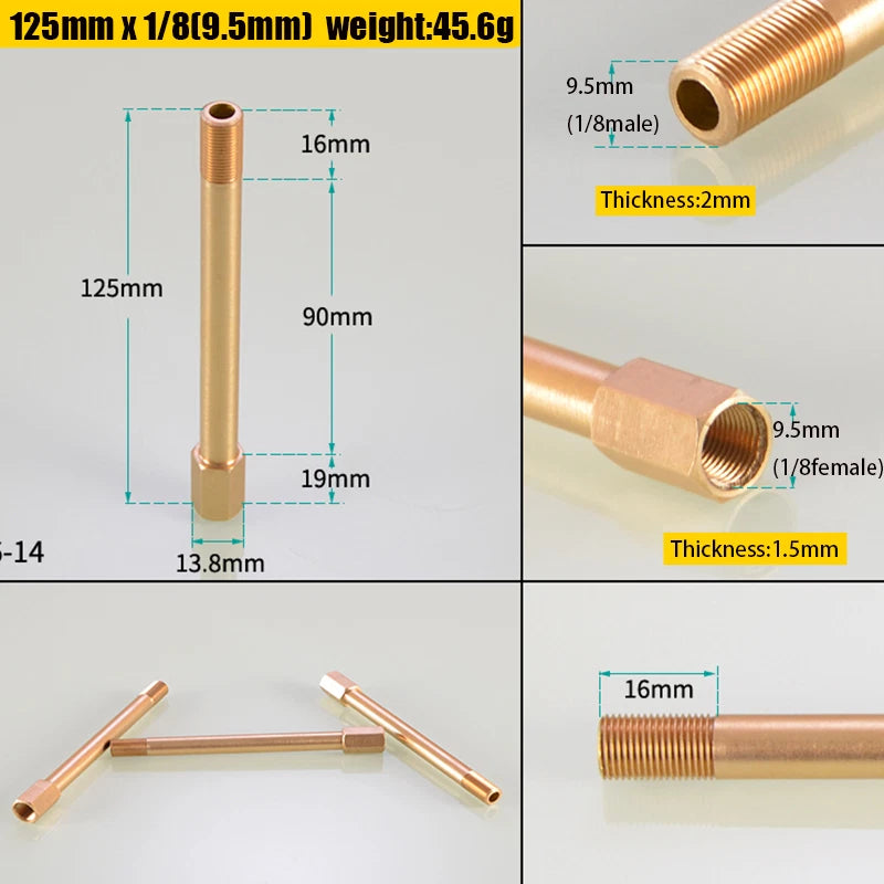 Brass BSP Extension Pipe Nipple Adaptor — Male to Female 1/8" 1/4" 3/8", 50–150mm