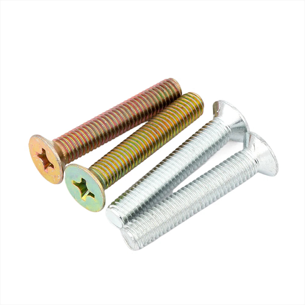 Countersunk Phillips Machine Screws – M2 to M12, White / Colour Zinc Plated, Carbon Steel
