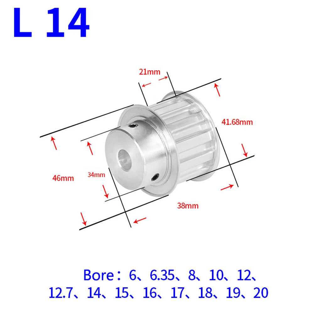 L-Type 10T-30T Timing Belt Pulley Pitch 9.525mm With Keyway CNC Drive Width 21mm