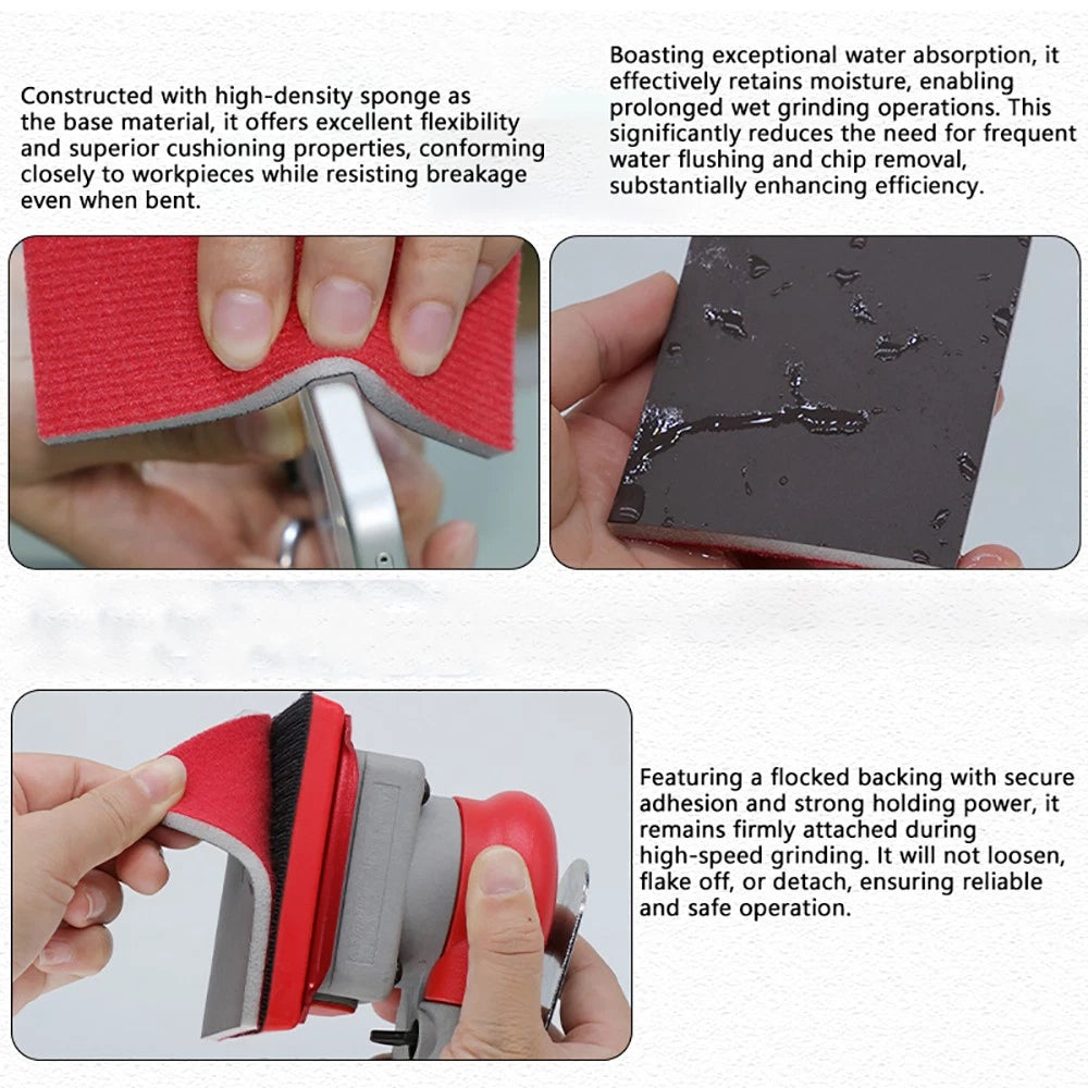 Square Sponge Sandpaper Sheets — P180 to P2500 Grit Wet & Dry Flexible Foam Abrasive 100x75x5mm