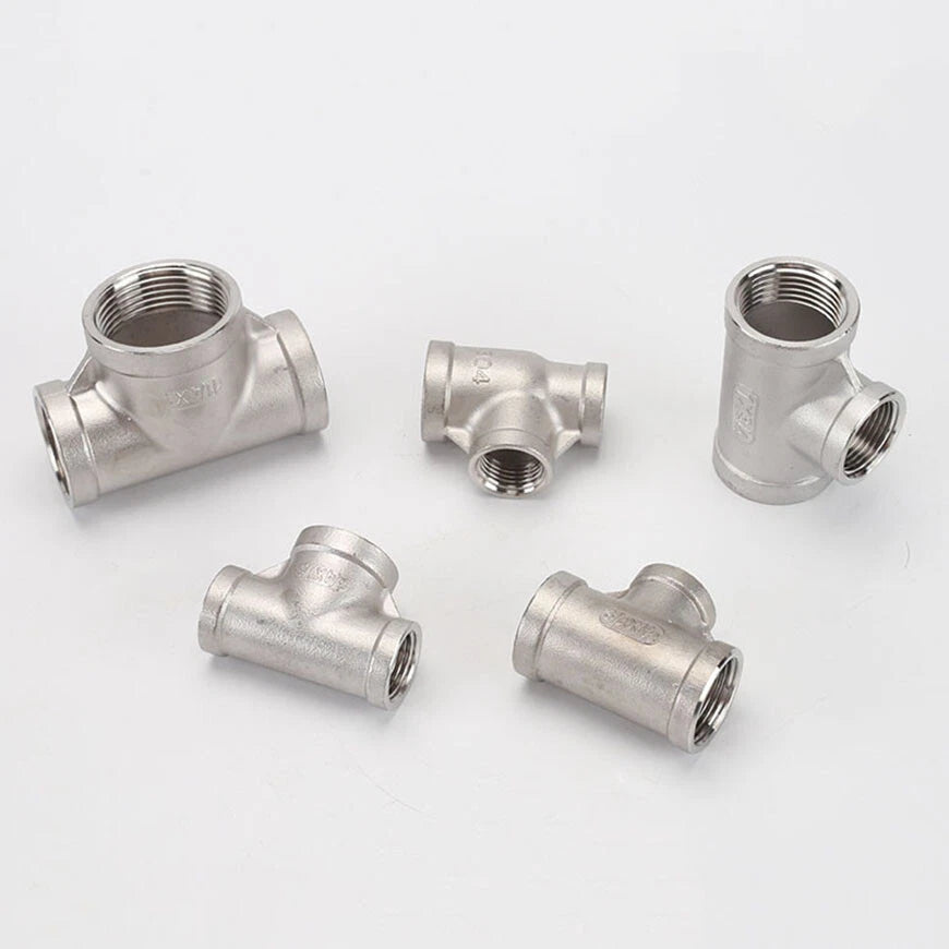 BSP Reducing Female Tee — 304 Stainless Steel Pipe Fitting, All Female Ports