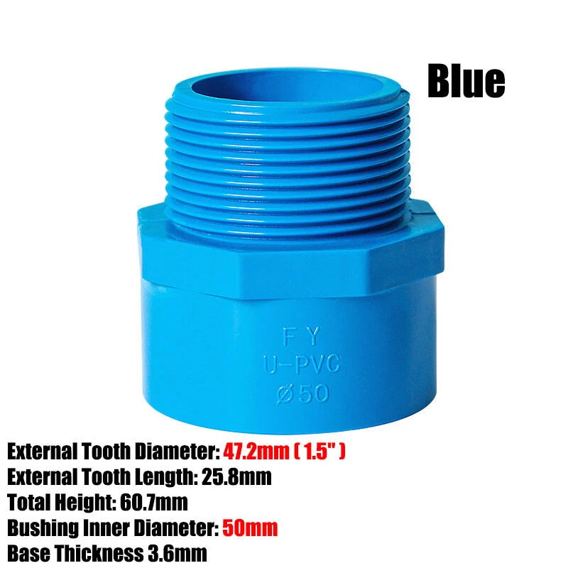 1 2" to 4" PVC Nipples Threaded Pipe Fittings Connector BSP Male Adapter Blue