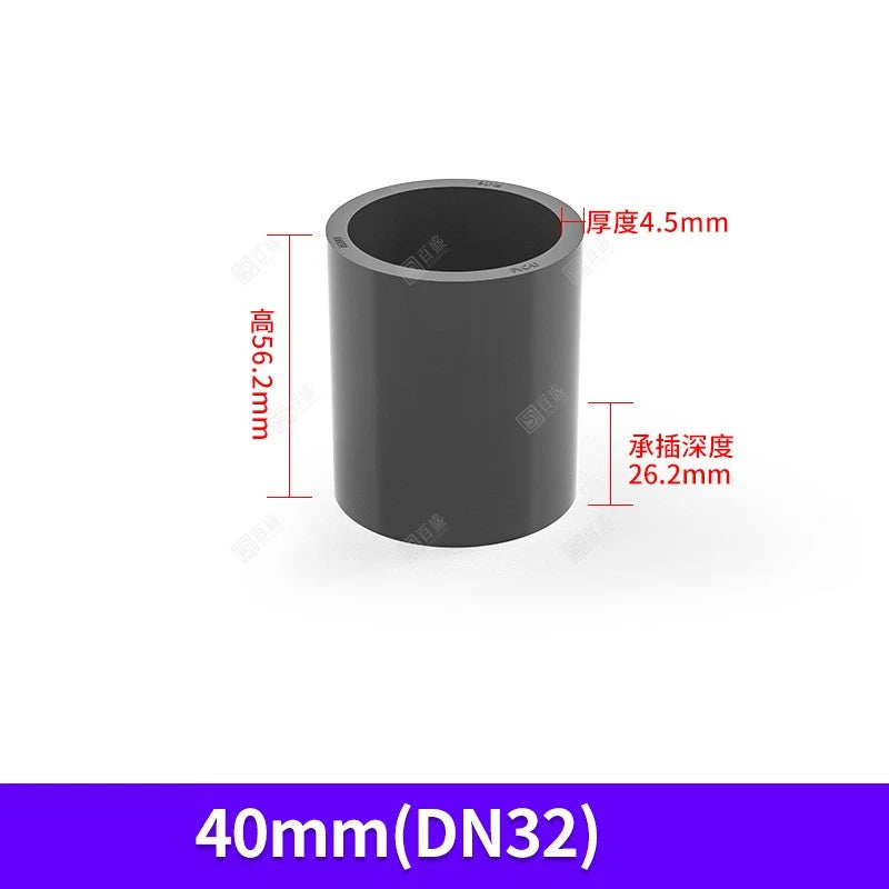 UPVC PVC Pipe Fittings Tee Straight Elbow Plumbing Couping ID 20-50mm Dark Grey