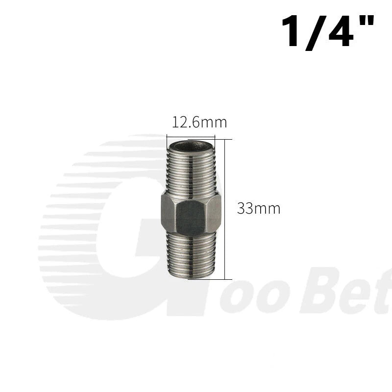 Stainless Steel Hex Nipple BSP Pipe Fitting — Male Thread Adapter 1/4" to 1-1/4"