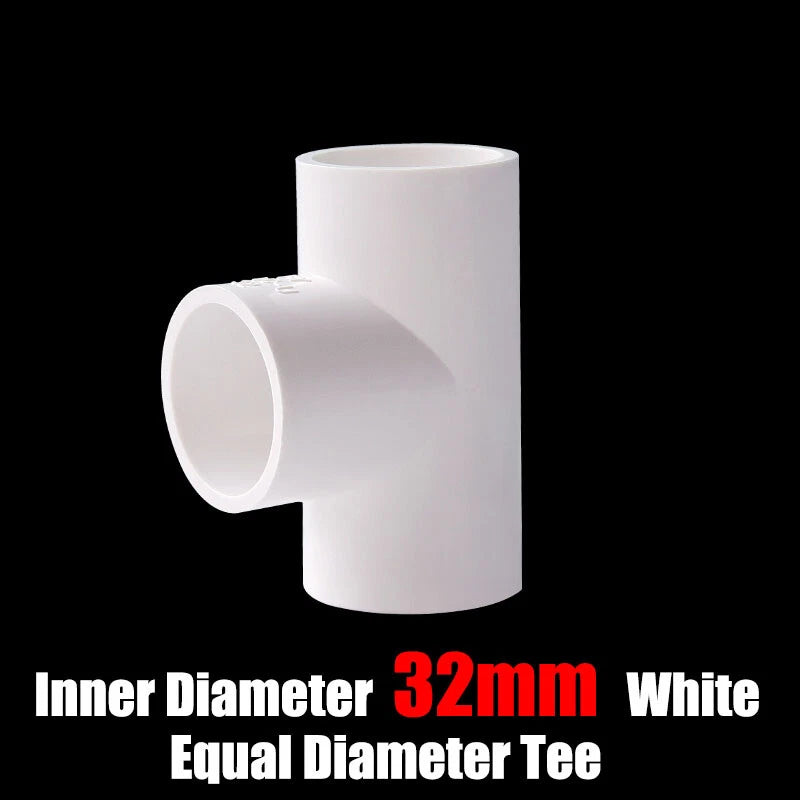 PVC 16mm-125mm Equal Tee Connector Socket Coupling Pressure Pipe Fittings White