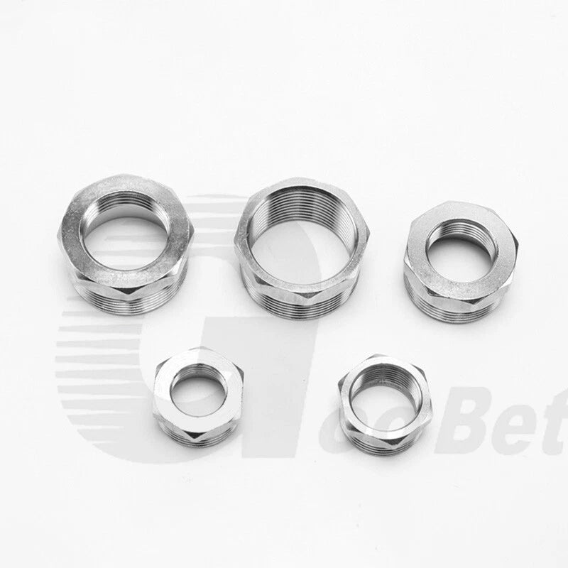 Stainless Steel BSP Reducing Bushing — Male to Female Thread Pipe Fitting (1/4" to 2")