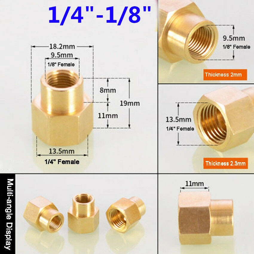 Female Thread Brass Coupling Adapter — Straight & Reducer Pipe Fittings