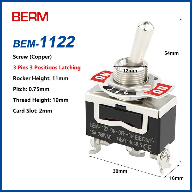 Toggle Switch ON-OFF-ON, 2/3 Pin 2/3 Positions, Latching & Momentary, Screw or Pin Terminal