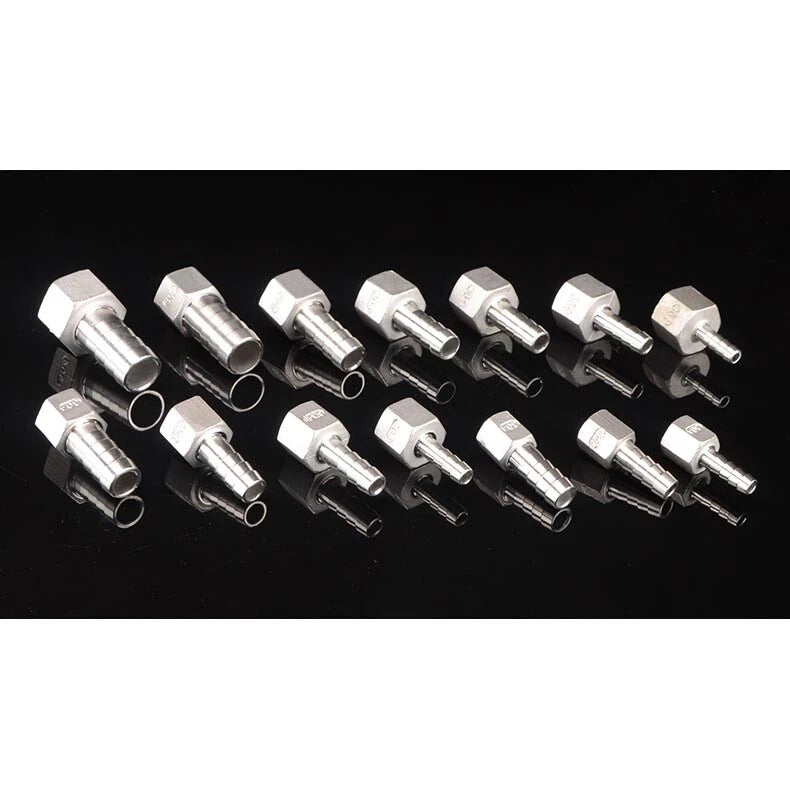 Stainless Steel Female Threaded Hose Barb Fittings — 1/4" to 3/4" NPT