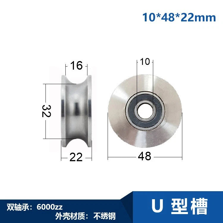 U/V/H Groove Pulley Wheel with Bearing OD 34-90mm for Rope or Wire Gym Pulley