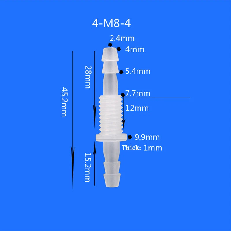 Male Thread Straight Elbow Plastic Hose Barbed Hose Bulkhead Union Connector