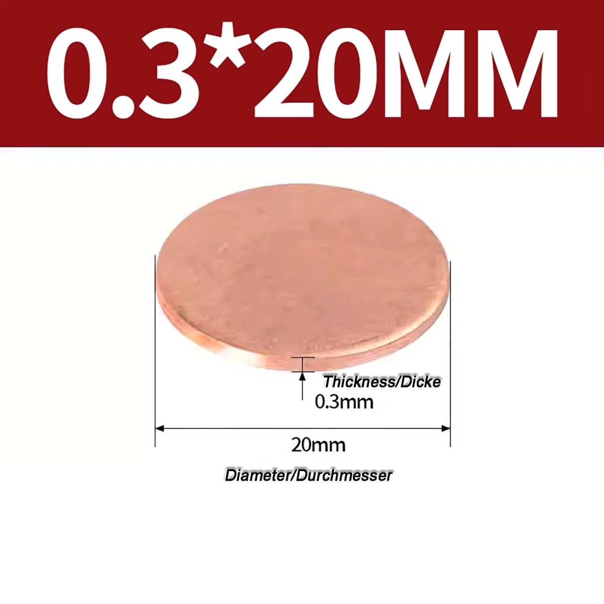 Solid Pure Copper Discs Blanks Round Plate Metal Sheet Thick 0.3~6mm Ø10mm~150mm - HomeDIYer