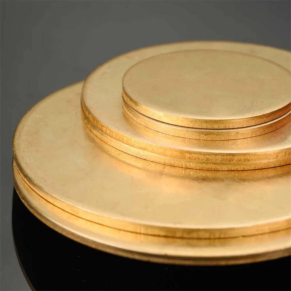 H62 Solids Brass Discs Blanks Metal Round Sheets OD 10mm-300mm Thick 0.3mm-4mm