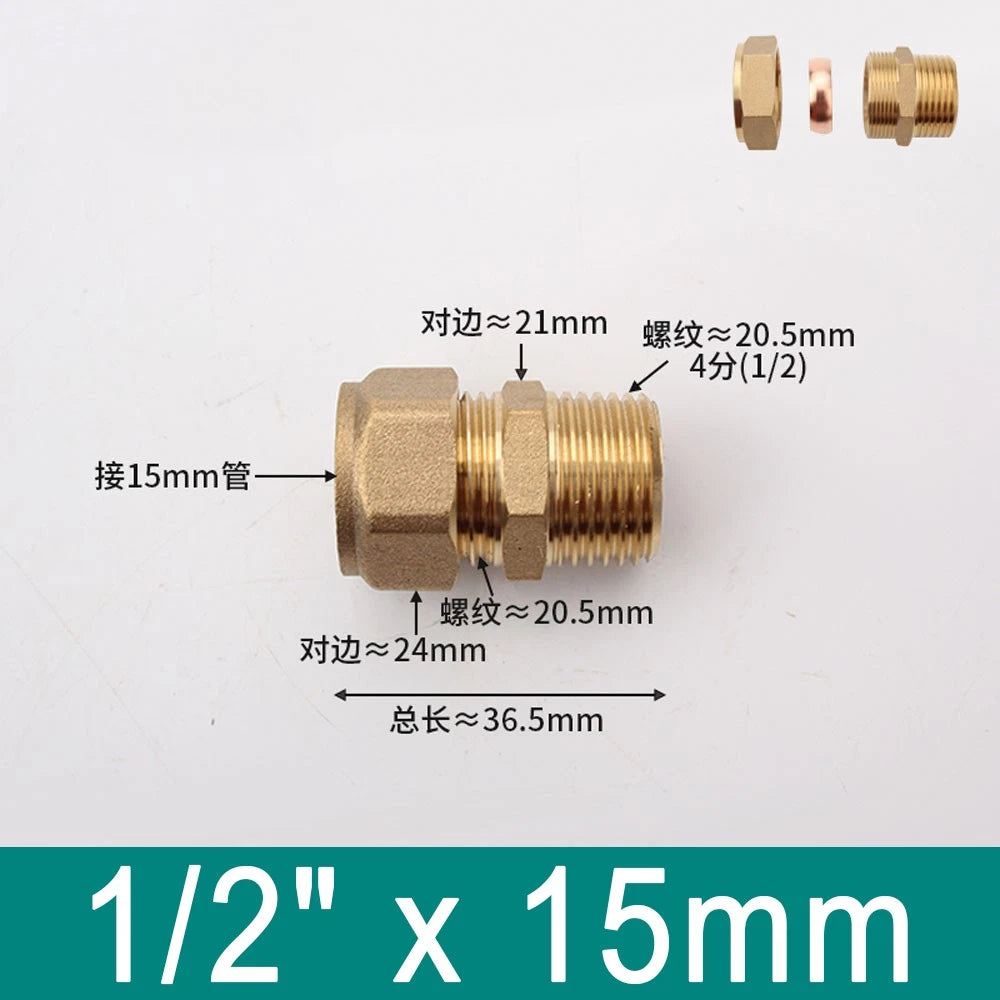 Brass Compression Ferrule Fittings with Male Thread for Copper Tube