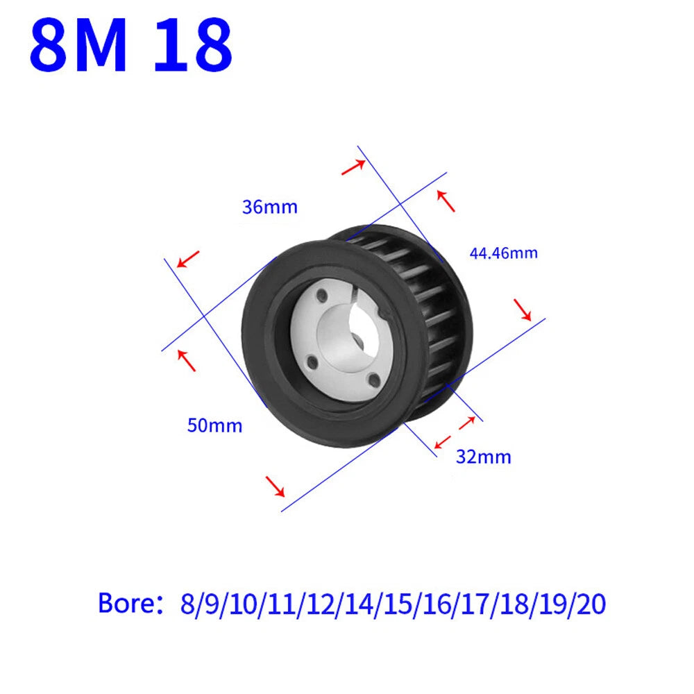 HTD-8M 18-60Teeth Timing Belt Pulleys With Expansion Sleeve Width 32mm 45# Steel