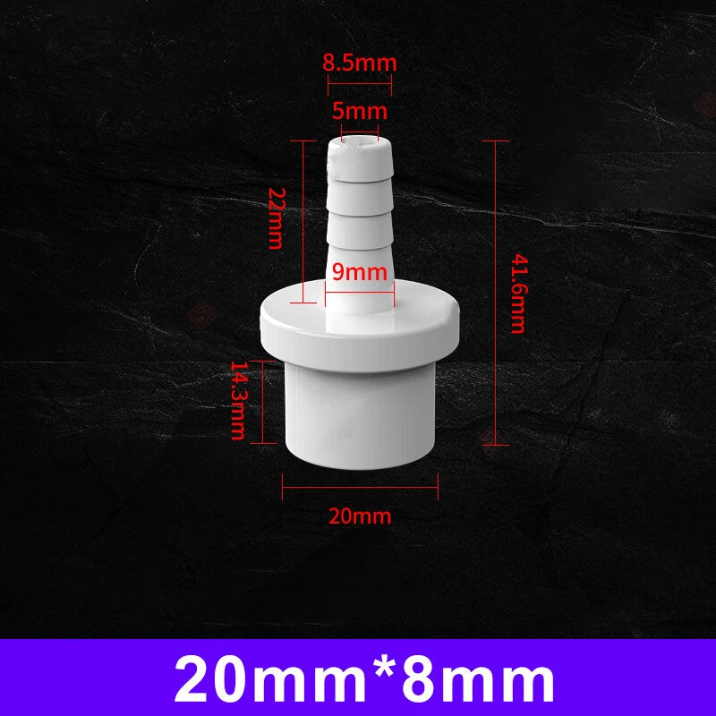White Grey Pagoda PVC Pipe Connector Fittings 20 25mm Adapter To Hose OD 5~20mm