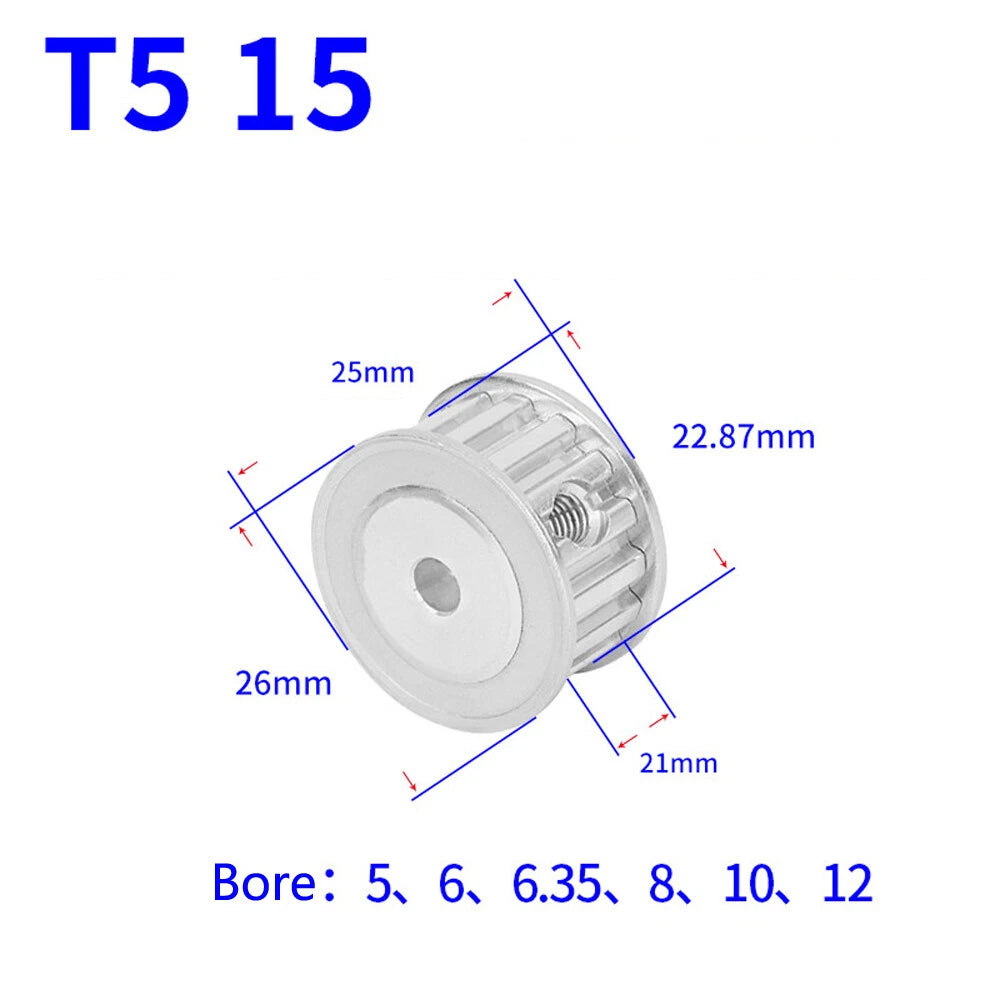 T5 12T-60T Timing Belt Pulley Pitch 5mm AF-type With Keyway Teeth Width 21mm
