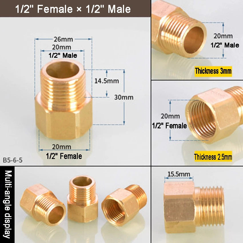 Brass BSP Reducing Bush — Male × Female Straight Pipe Fitting