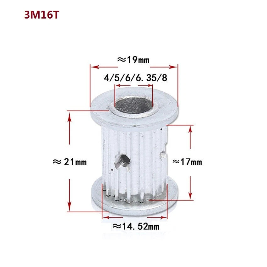 HTD-3M 14-72T Timing Belt Pulley Pitch 3mm AF-type Drive Pulley Teeth Width 16mm