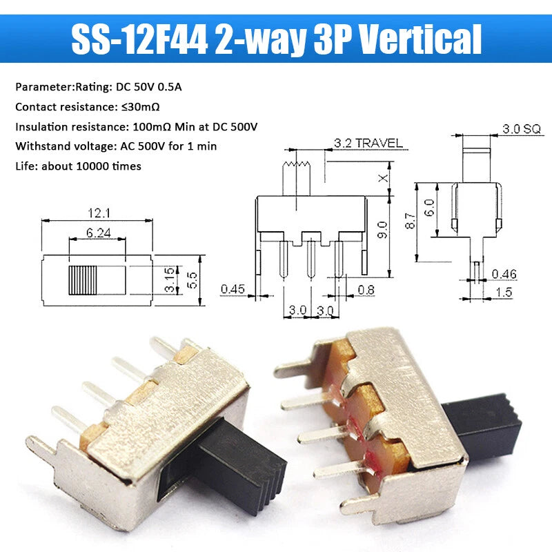 Slide Toggle Switch SS SK MSK MSS Series — 2/3-Way PCB Slide Switch, 3–8 Pin, Single & Double Row