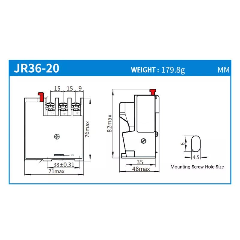 Thermal Overload Relays 0.32Amp - 160Amp For 3 Phase Motor Protector JR36 Series - HomeDIYer